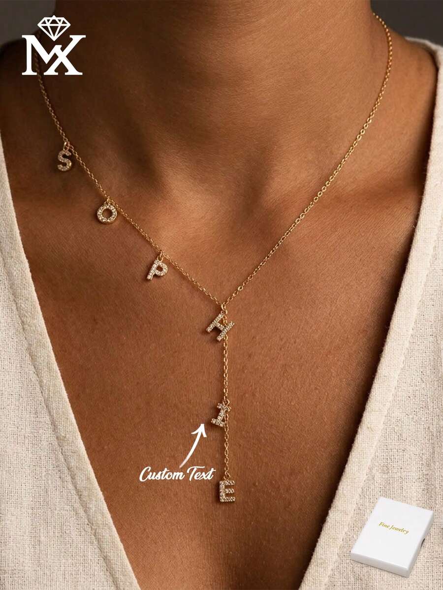 Diseño Clásico de Nicho, Collar Personalizado con Nombre Hecho de 26 Letras Inglesas, Accesorio de Lujo Ligero Versátil de Alta Calidad para Mujeres, Regalo Sorpresa Creativo para el Día de San Valentín, Cumpleaños, Aniversario, Perfecto para Seres Queridos, Amigos y Familia. También un Excelente Regalo para el Día de la Madre. - Amarillo Oro - Ver 1