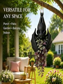 1pc Bat Shaped Hanging Planter, Hanging Bat Decoration, Hanging Plant Stand, Indoor Plant Stand, Suitable For Outdoor Garden Supplies, Garden Decor, Halloween Home Decor, Bedroom Decor, Home Decor, Garden Planter, Wall Decor, Indoor And Outdoor Succulents, Small Plants, Gothic Style Wall Hanging Flower Basket, Halloween, Christmas Gift Best Choice - Multiple Colors - View 11