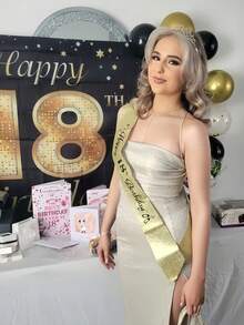 2件組 18歲生日披肩緞帶 生日女王皇冠頭飾 水鑽生日髮箍 生日披肩附別針 生日快樂皇冠與披肩緞帶 生日派對 - 18歲皇冠&肩帶 - 查看 5
