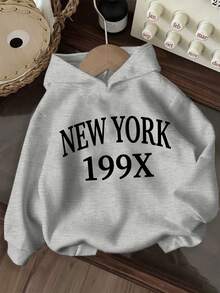 3pcs-Tween Girl 3-Piece Set, Fun Print Thermal-Lined Hooded Pullover Sweatshirt, Warm And Comfortable For Autumn/Winter - Black - View 3