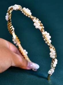 1pc Simple Elegant Bridal Headband Gold Color Women's Headband Suitable For Wedding Party - Gold - View 6