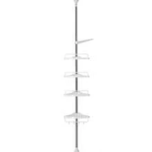 Crystals 4-Tier Bathroom Storage Rack - Adjustable Corner Shelf With Towel Holder - Silver - View 1