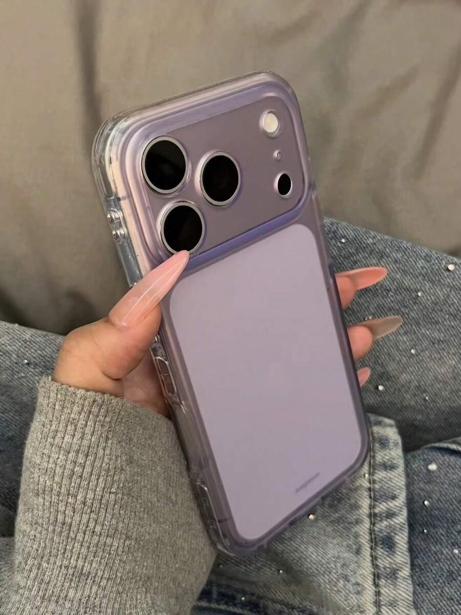 New Purple Transparent Korean Style Phone Case Compatible With Iphone 17 Pro Max, 16 Pro, 15, Premium Unique Design, Full Coverage Silicone Protective Cover For Women - Purple - View 1