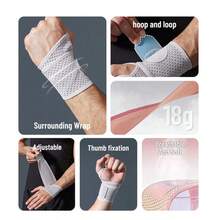 1PC Adjustable Compression Wrist Wrap, Moisture Wicking & Breathable, High Stretch Fabric, Unisex Wrist Support For Badminton, Tennis & Daily Wear - Multicolor - View 3