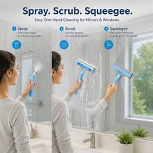 3-In-1 Multifunctional Glass Squeegee With Spray, Wipe And Squeegee Functions, Efficient Cleaning Tool For Windows, Mirrors And Bathroom Glass, One-Pole Design For Enhanced Cleaning Efficiency - Multicolor - View 6