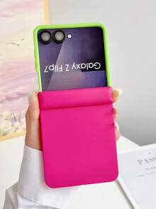 1 Piece, Minimalist Solid Color, Spliced Design, Skin Touch Feeling, Lightweight & Slim Fit, Built-In Magnet, Hinge Magnetic Absorption, Compatible With Galaxy Z Flip 8, Z , Z FE, Z Flip 6, Z Flip 5 - Multicolor - View 40