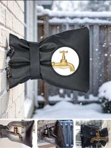 1pc Outdoor Faucet Insulation Cover, Outdoor Water Pipe Anti-Freeze Protection Bag, With Hook And Loop Strap Waterproof Cold-Resistant Fabric Faucet Protective Cover, Suitable For Yard, Backyard, Patio, Autumn/Winter Water Pipe Anti-Freeze, Faucet Protection Accessory - Multicolor - View 4