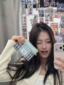日韓風小眾設計動漫卡通小狗零錢包，淺色格紋時尚個性收納袋 - 彩色 - 查看 5