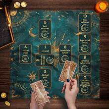1pc Celestial Sun Moon Tarot Layout Table Cloth Guide Position Printed Divination Mat Square Witch Altar Cloth Lightweight Wall Hanging Room Aesthetic Decor - Multicolor - View 1