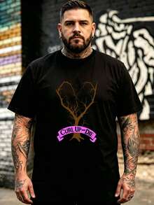 CURLUPANDDIEHeartTreeHardcoreMetalcoreBandPrinted,ElegantUnisexSlightlySoftTopforMen,Graphic,Stretchy,Comfortable,Fashion,Versatile,DesignerClothing - 黑色 - 查看 2