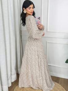 WOMEN'S LONG SLEEVE PRINTED VISCOLINHO DRESS - Blanco - Ver 2