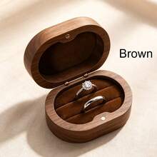 CFUNIQ 1pc Wood Oval 2-Slot Custom Ring Box, Square Walnut Ring Box, Round Ring Box For Wedding Rings, Laser Engraved For Proposal, Engagement, Personalized Gift - Multicolor - View 16