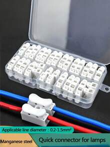 50個裝綜合電線接頭,快速接線接頭,壓入式接頭,2針阻燃LED燈接頭,CH-2快速壓接端子 2位壓線夾端子燈具自鎖端子接頭,配線工具 - 接線端子 - 查看 2
