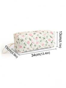 1pc Floral/Leopard Print Hair Tool Storage Bag, Portable Quilted Hair Dryer Storage Bag With Handle, Large Capacity Travel Storage Bag, Curling Iron Storage Bag, Multi-Compartment Styling Accessories Storage Box, Portable Hair Styling Tool Bag - Multicolor - View 12