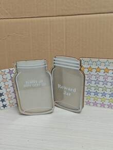 Reward Jar Set - Cool Teaching Aid Tool, Includes Star And Flower Stickers, Wooden Desktop Decor With Stand, Behavior Management Tool, Wooden Star Decoration Reward System, Suitable For Classroom And Home - A - View 6