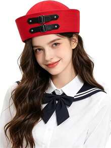1/2件裝 女款 Y2K 黑色扣環裝飾船長帽，百搭甜美風格，適合禮物、Cosplay、海邊拍照 - A - 查看 6