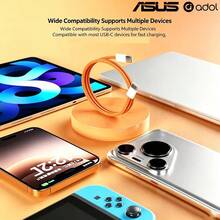 ASUS 60W USB-C to USB-C 編織快充數據線，3.3英尺 通用Type-C編織充電線相容於 iPhone17、16 Pro Max、適用於三星 S25/S24、筆記型電腦、 MacBook Air、iPad、Switch 等全系列 Type-C 裝置。 - 白色 - 查看 3
