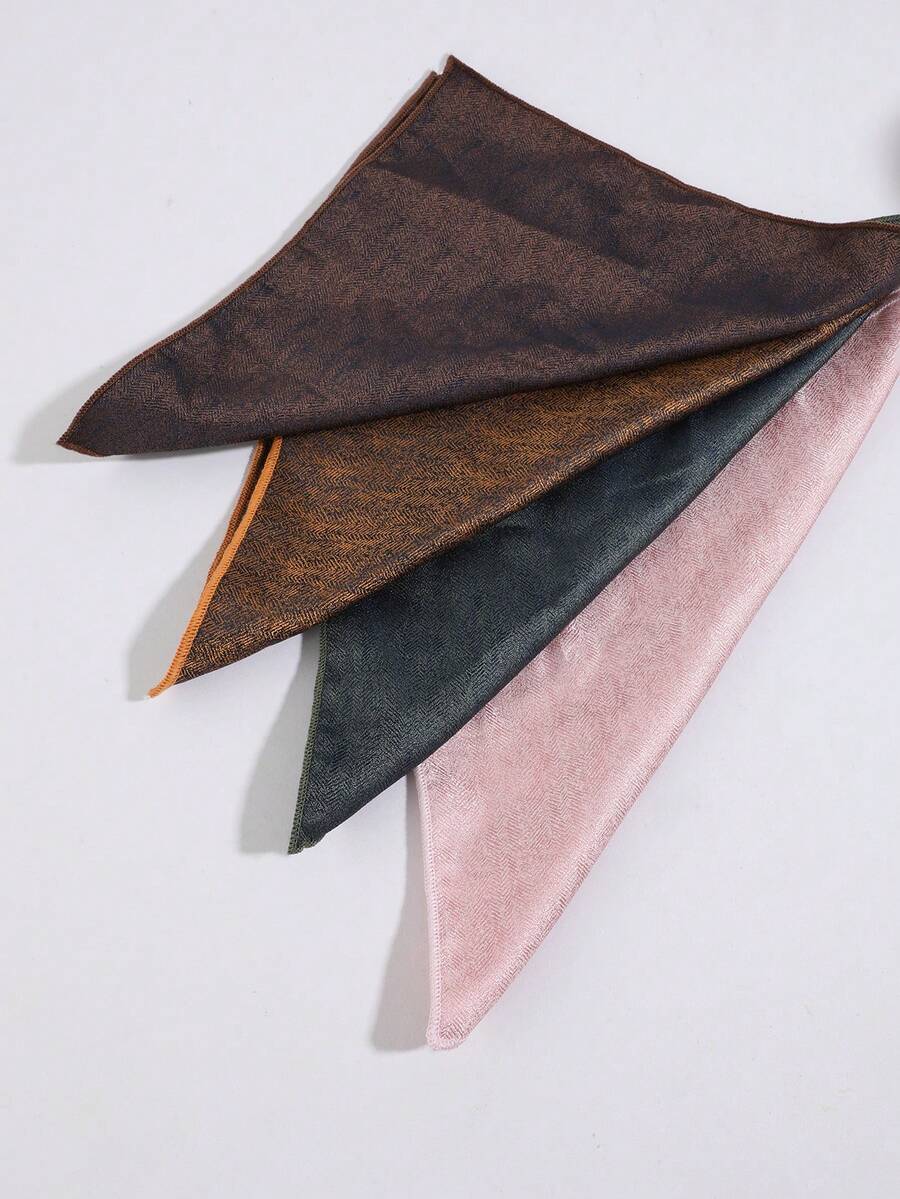 1pc Men's Herringbone Silk Pocket Square, Suit Tuxedo Breast Pocket Handkerchief, Business Formal Decorative Pocket Square - Multicolor - View 1