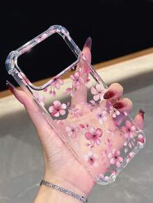 1件粉色花卉印花手機殼 | 四角防摔保護殼 - 相容 iPhone 17 Pro, 16e, 16 Pro, 15 Pro, 14, 13, 12, 11, XR, XS Max; 相容 Galaxy S26, S25, S24, S23, A16, A35/A25, A57; 相容 Pixel 10, 9, 8, 7; 相容 G85; 相容 Infinix Hot 50 Pro+。清新的夏季配件，非常適合作為送給朋友或自己的禮物。 - 無色 - 查看 4