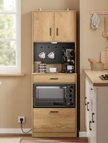 SoBuy | Tall Cabinet With 2 Drawers | Kitchen Pantry With Pegboard And Power Outlet | Storage Credenza Particleboard For Dining Room | 60*40*170 Cm | Load Capacity 75 Kg - 查看 9