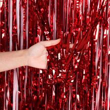2pcs Rainbow Party Background Ribbon Decorations, Colorful Metallic Foil Tinsel Curtain, Shiny Metallic Background, For Party Decor - Multicolor - View 18