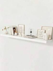 Estantería de pared de un solo nivel, estante de almacenamiento creativo para la pared, decoración de pared de fondo de la sala de estar, montado en la pared - Blanco - Ver 4