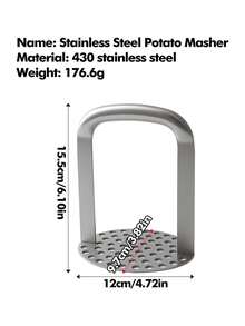 1pc 430 Stainless Steel Potato Masher, Manual Vegetable & Fruit Masher Tool For Mashing Potatoes, Pumpkin, Vegetable Puree, Kitchen Salad Tool - View 14