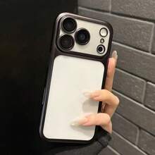 Luxury Transparent Matte Phone Case For IPhone 17 Pro Max 16 15 14 13 12 11 Plus 17e 16e, Lens Protection, Metallic Edge Protective Shell - Black - View 3