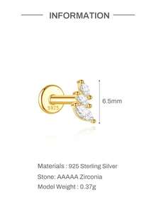 1Pc 925 Sterling Silver Gold Plated Hoop Earring Ear Cartilage Nose Rings Piercing Hypoallergenic Jewelry For Birthday Wedding Bridal Gift Men Women - Gold - View 16