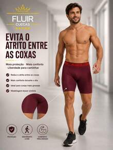 Kit com 3 Cuecas Boxer Ciclista Lisa Box Masculino Adulto Forro 100% Algodão Conforto e Qualidade. - Multicolorido - Visão 10