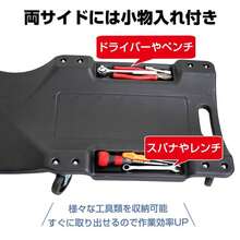 便利グッズ 車 台車 平台車 軽量 ガレージ 車庫 キャスター 車輪 寝板 クリーパー 低床 作業 メカニッククリーパー メンテナンス 整備 下回り クッション 枕 - 黒 - チェックする 8