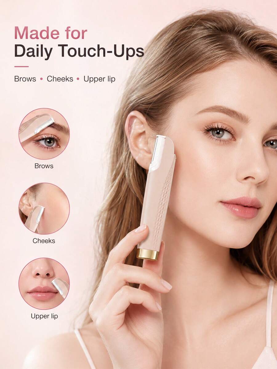 Ultrasonic Facial Razor, Exfoliating Dead Skin And Peach Fuzz, Rechargeable, Electric Facial Shaver With LED Light And 6 Replacement Blades, 90mAh Lithium Battery Capacity, Suitable For Women's Face, 3-Speed Exfoliating Tool For Removing Pimples And Dead Skin, Eyebrow And Facial Hair Remover, Perfect Holiday And Christmas Gift For Family And Friends