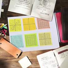 6pcs Colorful Square Mini Sticky Note Pads - 25 Sheets Per Pad, 3x3 Inch, With Various X Y Axis Coordinate Grid Designs - Perfect For Office Supplies, Study Organization And Note Taking - Multicolor - View 6