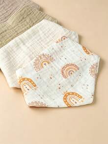 5pcs/Set Pure Cotton Baby Bibs, Soft Gauze Triangle Bandana Drool Bibs, Adjustable Snap Button Newborn Bibs - Multicolor - View 2