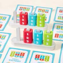 1 Set Digital Logic Battle Building Blocks Board Game, 3-Color Number Blocks Challenge Cards, Children's Focus & Reasoning Thinking Training, Parent-Child Interactive Educational Toy - Multicolor - View 7