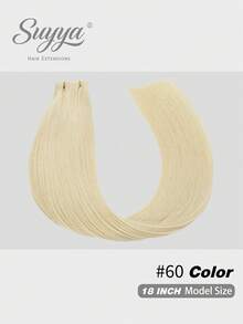 SUYYA 50g 18 Polegadas Cor #60 Loiro Platina Cabelo Humano Real Macio e Sedoso Extensões de Trama Genius Adiciona Volume para Cabelos Lisos Adequado para Cabeleireiros - S60 - Visão 2