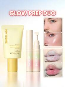 SHEGLAM [2Pcs] Glowy Prep Duo 唇部與臉部套裝 品牌美妝化妝品 適合女士與女孩 - 白色 - 查看 1