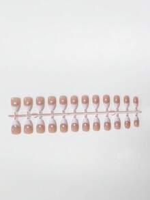 Long Almond White Gradient Nail Tips, Simple French Nail Design, Long Almond False Nail Set, Includes: 1 Jelly Glue And 1 Nail File - Multicolor - View 6