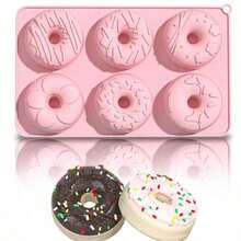 Pink Silicone Donut Baking Mold, Heat-Resistant Donut Baking Pan, Suitable For Microwave And Oven, Easy Release Non-Stick Mold, Suitable For Donut, Mini Cake, Cookie And Bagel DIY Home Baking - Multicolor - View 8