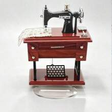 2D Flat Printed Acrylic Material Simulated 1pc Music Box European Vintage Classical Foot Pedal Sewing Machine Table Mechanical Wind-Up Music Box Home Decor Mother's Day Gift Birthday Gift Christmas Gift - 1PC - View 6