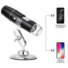 W05A Portable WiFi Digital Microscope 1000x – Industrial Microscope Camera With HD Lens, Wireless Handheld Magnifier For PCB, Coin, Jewelry, Skin, Solder Inspection And Repair, Compatible With IPhone, Android, PC, Adjustable LED Light - Black - View 4