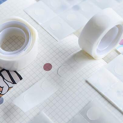 190/475/950pcs Round Glue Dots, 11mm/0.4inch Diameter, Perfect For Posters, Transparent Balloons, Removable Double-Sided No-Trace Adhesive Stickers, Suitable For Wedding Decorations, Crafts, Party Supplies, Office And School Supplies, 100pcs/Roll, Individually Packaged, Easy To Store