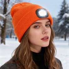 Unisex Knitted Hat With 4 LED Lights A Hands-Free Headlamp Suitable For Nighttime Walking Camping And Hunting - Multicolor - View 7