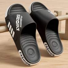 1 Pair Fashionable Thick Sole Plus Size Slippers, Indoor Home Use Anti-Slip Anti-Odor Cool Slides - Black - View 3
