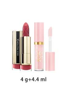 Max Factor [حزمة] أحمر شفاه إكسير الألوان 025 برونزي الشمس 4 جرام + لمعان الشفاه 2000 سعرة حرارية 010 حلوى القطن 4.4 مل - 025 صن برونزي + 010 حلوى القطن - مشاهدة 2