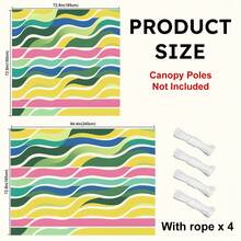 Green Yellow Pink Diagonal Wave Striped Sun Shade Sail, Outdoor UV Protection Sunshade Cloth, Large Size Patio Garden Yard Sun Canopy, Easy Installation With Fixing Ropes - Yellow - View 2