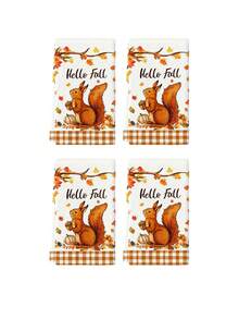 2 pièces/4 pièces/8 pièces Serviettes de main avec feuilles d'érable et écureuil d'automne pour Thanksgiving, serviettes de salle de bain pour la fête des récoltes, torchons, style ferme vintage, convient pour la décoration de cuisine de la fête des récoltes, décoration d'événement de fête de Thanksgiving - Multicolore - Voir 11