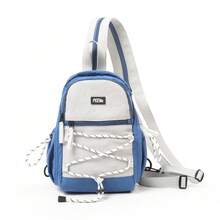 Unisex Mini Hiking Backpack, Color Block Small Outdoor Daypack With Elastic Rope Decor, Padded Adjustable Shoulder Straps - Multicolor - View 13