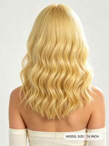 Women's 16 Inch Gold Middle Part No Bangs Wig, Elegant Voluminous Realistic Style, Versatile For Party, Easter, Cosplay, High Temperature Fiber Soft Smooth Comfortable For Daily Wear,Halloween - Gold - View 5