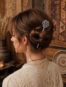 1pc Bohemian Vintage Star & Leaf Hair Stick Hair Accessory For Women - Multicolor - View 2